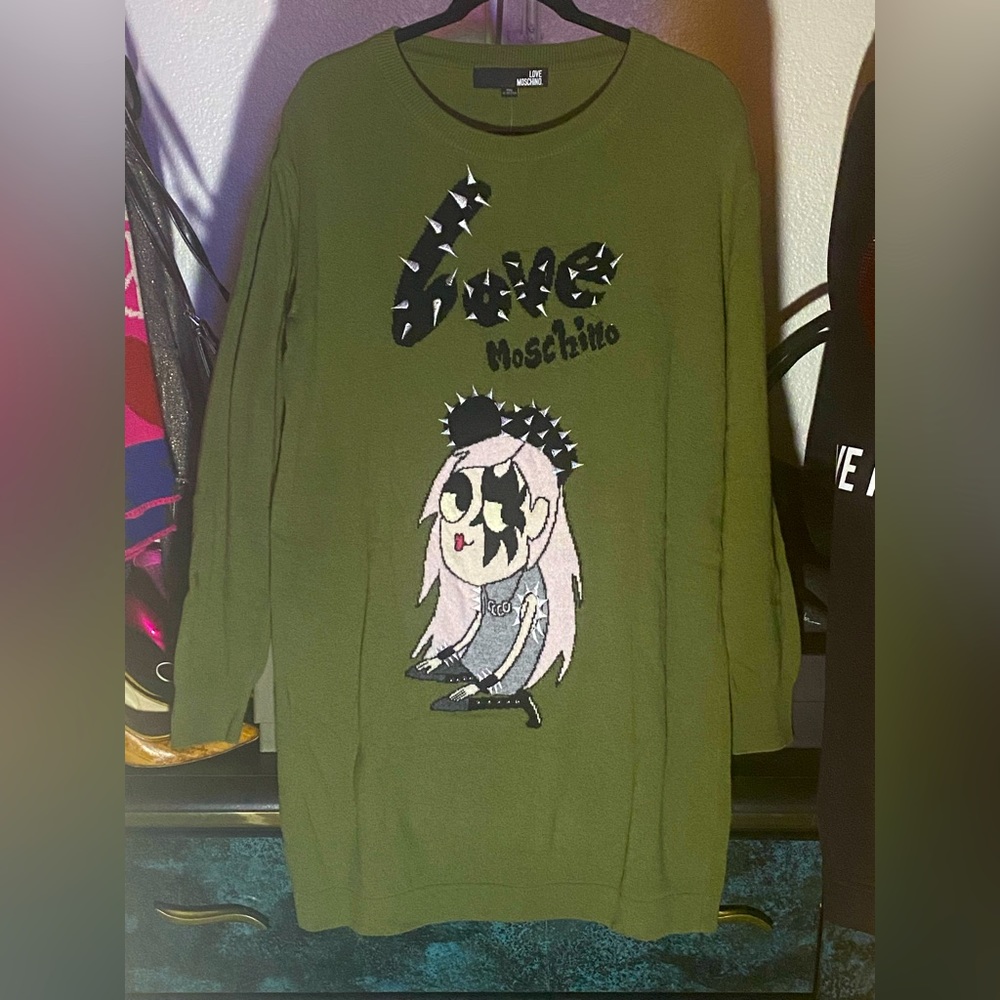 Love Moschino Punk Girl Sweater Dress (Green) NWT